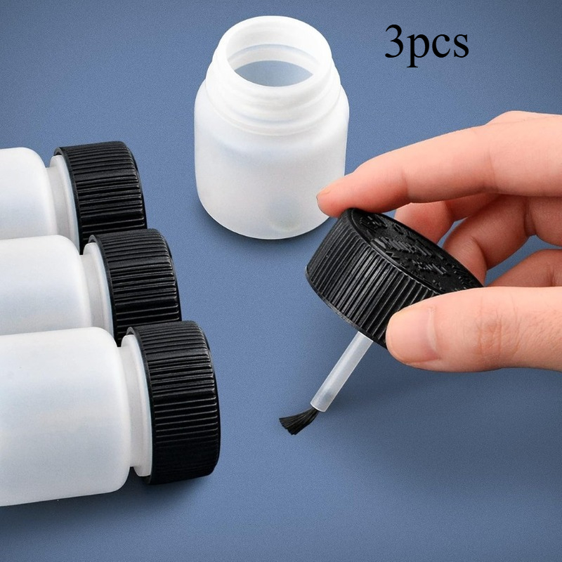TEMU 3pcs Multi- Brush Bottle Capsule With Brush Tip Applicator Suitable For Acrylic Paint, Nail Polish, Glue, Resin - Compact Tube For Diy Crafts,