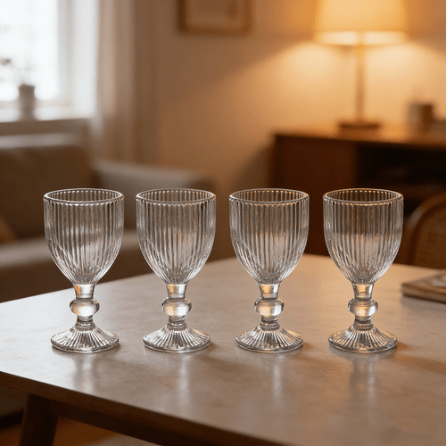 item picture 4pcs 70ml elegant striped glass wine flute cups transparent multipurpose cocktail glasses suitable for weddings parties hand wash only delicate for occasions with striped pattern glassware