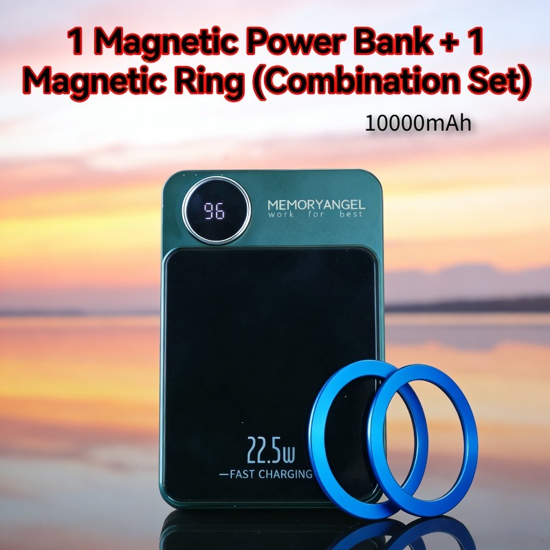 This 22.5w Set Includes 1 Magnetic Power Bank And 1 Magnetic Ring, With 10000mah Capacity For Fast Charging And Use. It Supports Magnetic Wireless Charging And Has A Display For Clear . In Multiple