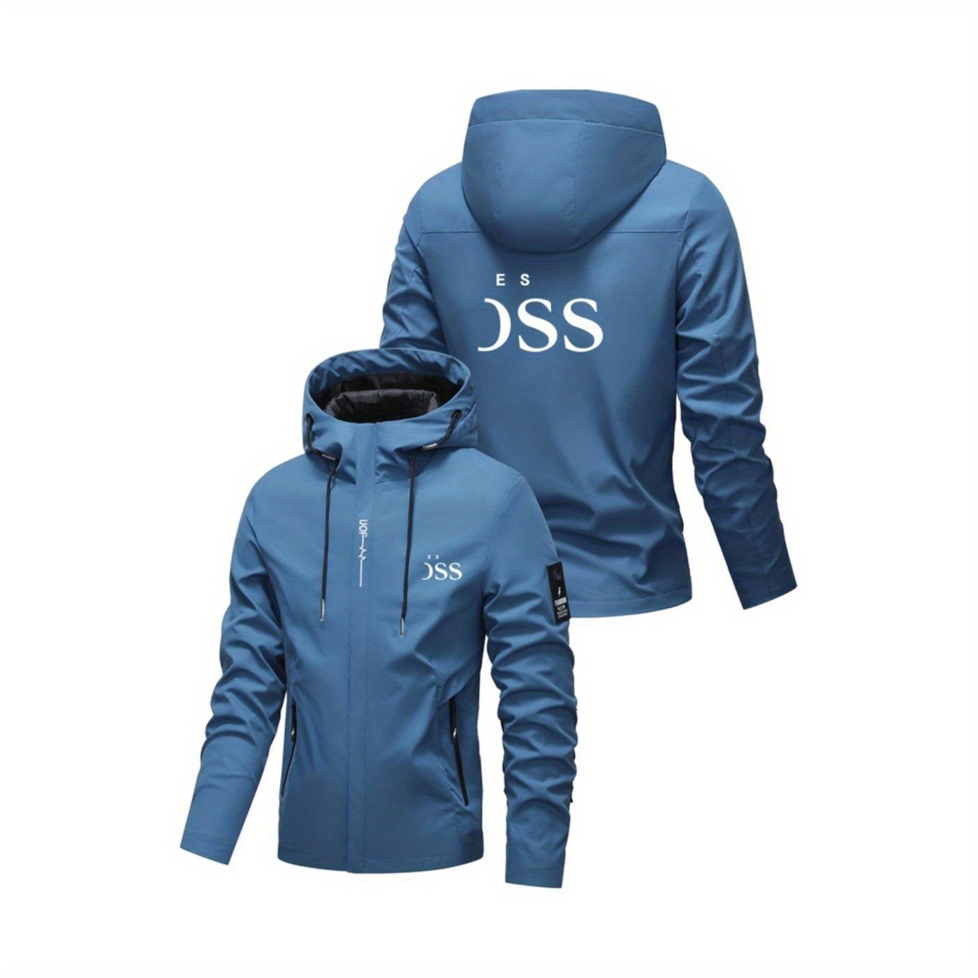 Heren Lente en Herfst Letter Print Hoodie met Rits en Zak, Casual Outdoor Sportjas