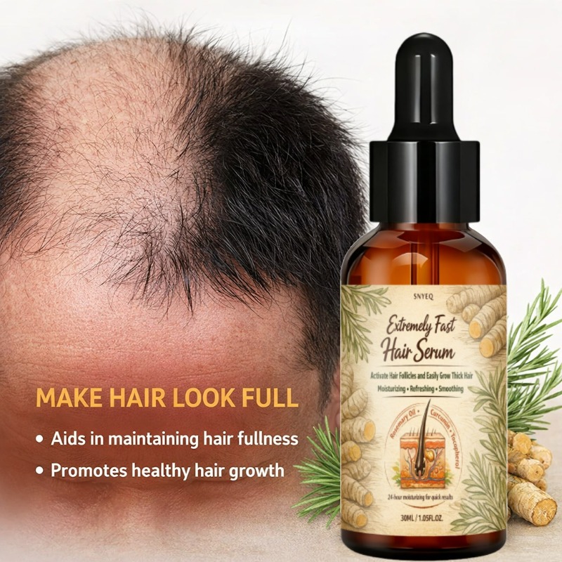 Extremely Fast Hair Builder That Moisturizes and Promotes Plump Skin in Bald Areas, Contains Turmeric, Jojoba Oil and Biotin, Especially Suitable for Uneven Thinning Hair in Bald Areas, Easy to Apply, Using Hair to Look Voluminous and Thick-30ml