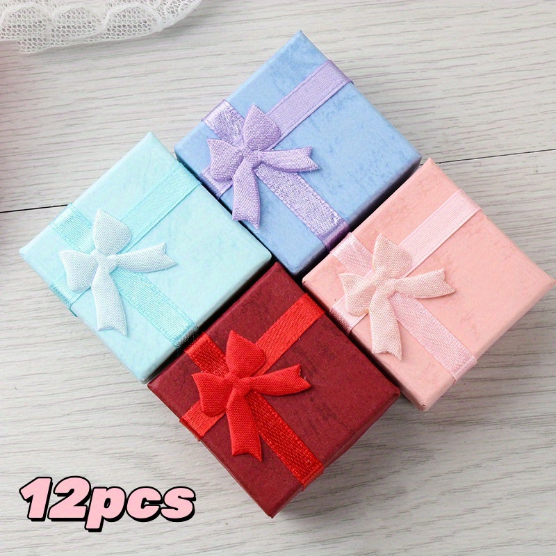 TEMU 36pcs/24pcs/12pcs Square Jewelry Gift Boxes With Bows, Paper Storage Packaging For Rings, Earrings, Necklaces, Wedding, Birthday, Christmas, No Printing, Fit