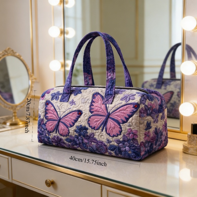 TEMU Quilted Multi Colored Flower Handbag - Women's Practical Bag Handheld Quilted Travel Bag Bohemian Style Colorful Matching Picnic Bag Tote Bag