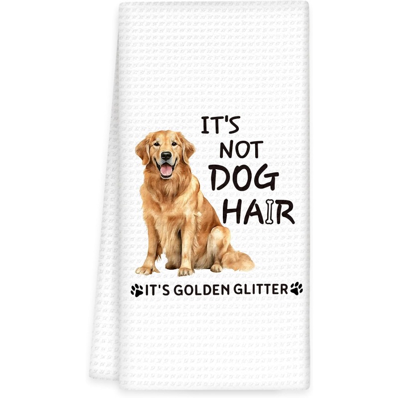 TEMU Golden Retriever Dog Hair Glitter Pattern, Bright Colors, A Gift For Dog Lovers, Multifunctional Holiday Decorations, Super Absorbent Kitchen