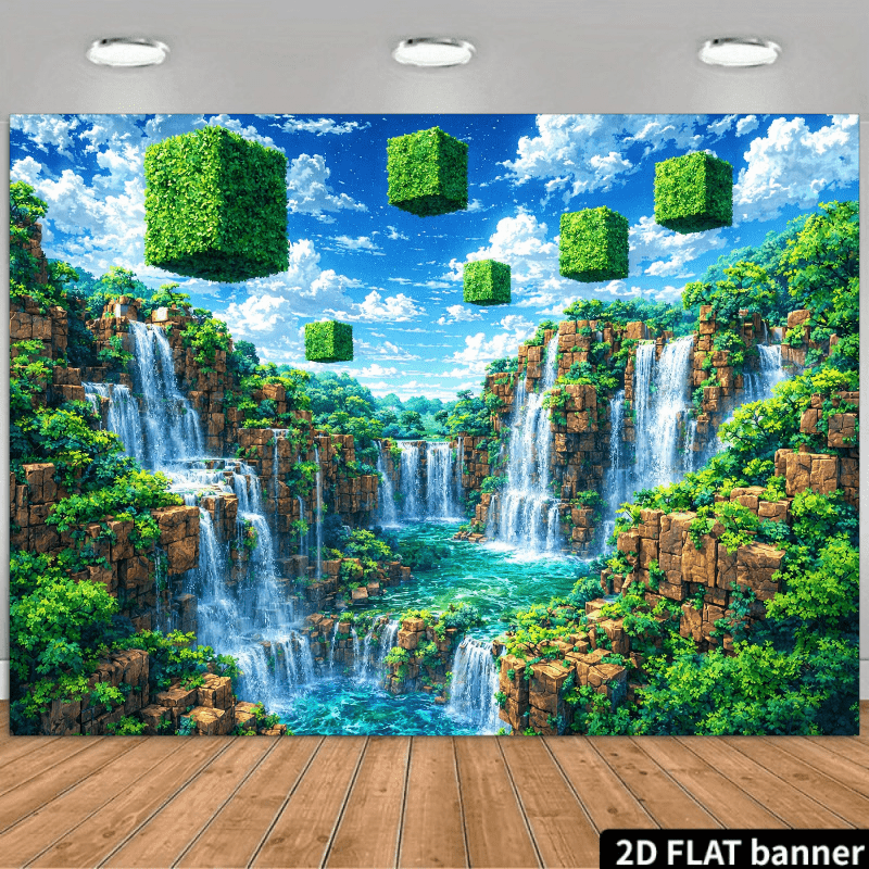TEMU Bannière Toile de Fond 2D Pixel Art sur le Thème de dans - Style Adaptée , les Fêtes, , les Remises de Diplômes | Décoration Murale Rétro Jeu