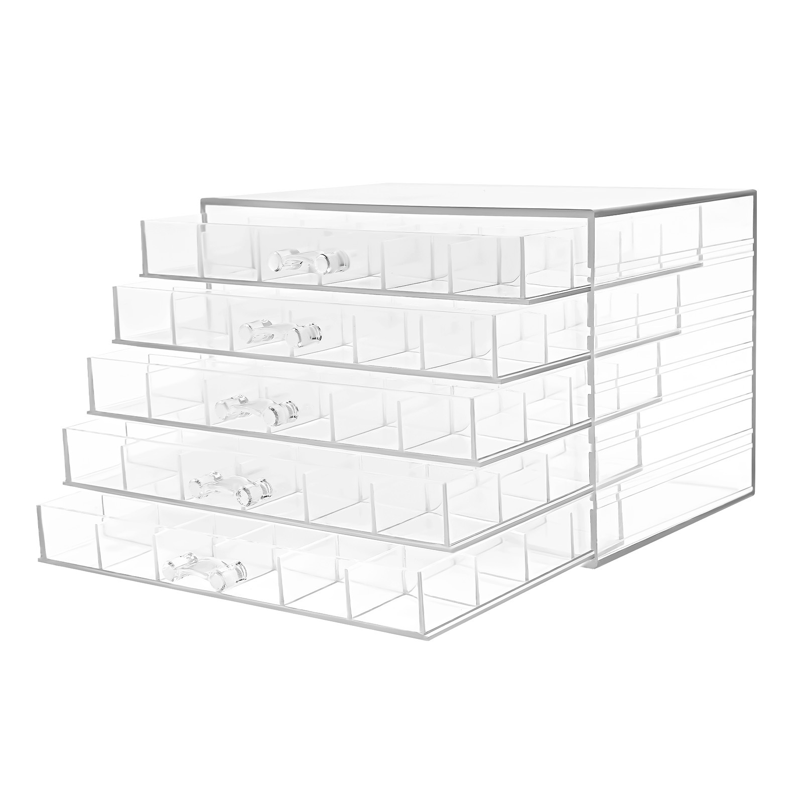 Plastic Organizer Box, 120 Grids Transparent Nail Art Storage Box, 5-layer Drawer, Elegant , Large Capacity For Crafts Art Supply Diamond Painting Nail Tip Bead Earring Ring