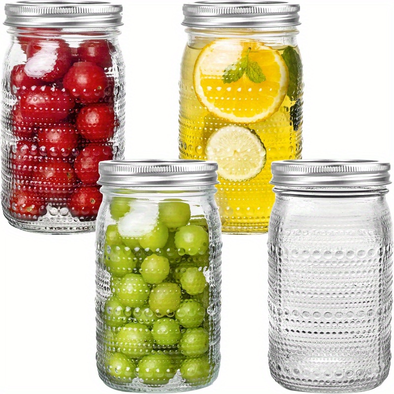 TEMU 4 Stück Große 32oz Glas Mason-Gläser mit Weitmund-Deckeln – Robuste Einmachgläser geeignet für Einlegen, , Mahlzeitenvorbereitung,