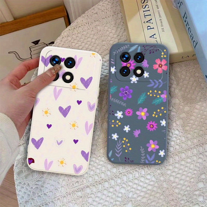 XINYEXIN Cover per Xiaomi Redmi Note 13 Pro 4G / Xiaomi Poco M6 Pro, Custodia in Silicone Morbido Antiurto Ultrasottile con Motivo Carino, Design a Bordo Dritto - Lavender, Purple