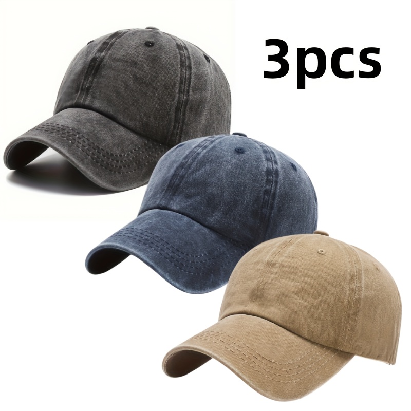 Pack of 3, Retro Washed Neutral Dad Hat, Adjustable Sports Hat, Baseball  , Casual Hat, Durable, with  , Suitable for New Year s Occasions