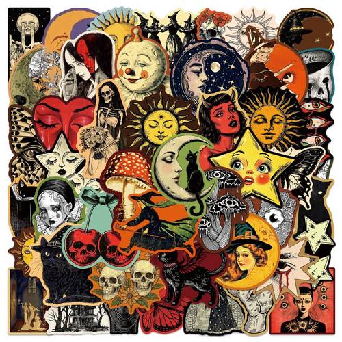 50pcs gothic series graffiti stickers for luggage phone cases laptop covers helmets skateboard decor diy crafts