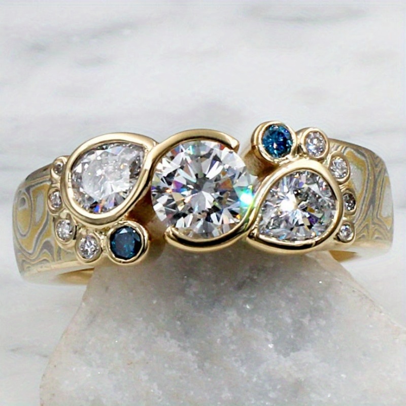 Creative Geometric Golden Color Exquisite Rings