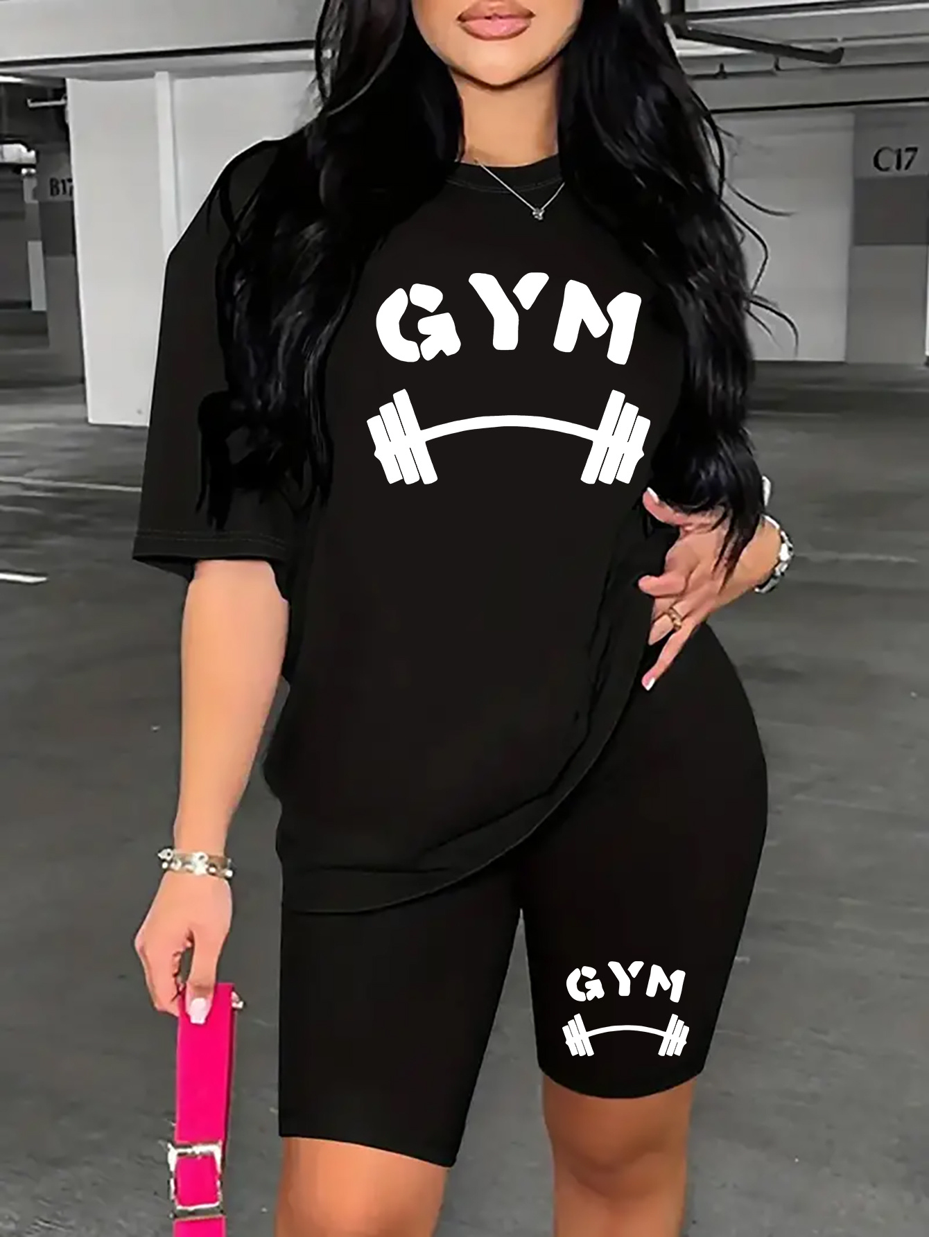 conjunto piezas mujer estampado gym camiseta Temu Dominican