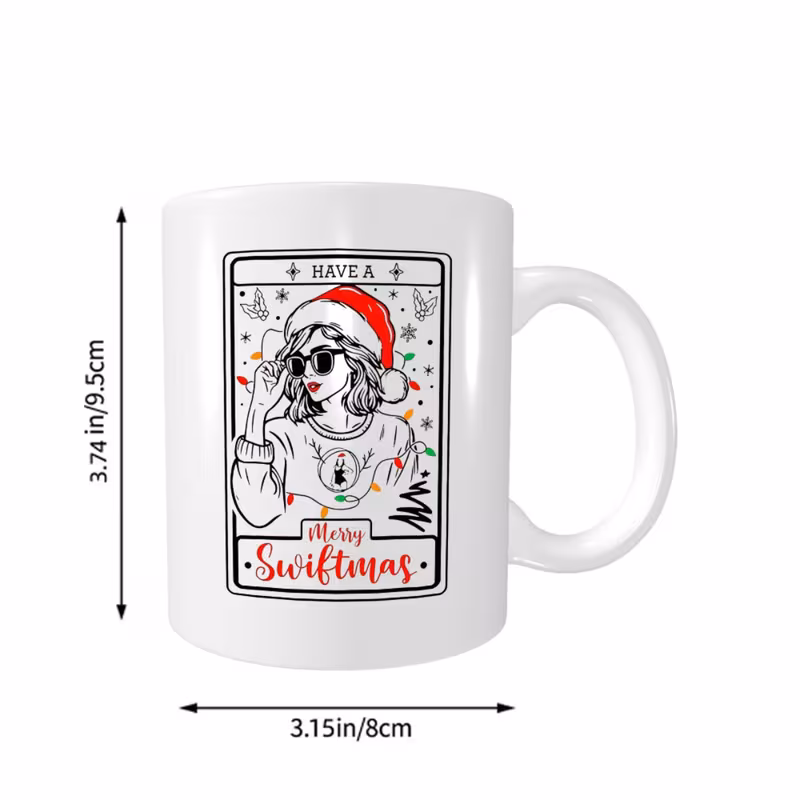 11oz merry ceramic coffee mug with red santa hat design christmas themed mug for swifties coffee loversperfect for holiday giftingfestive beverage 7