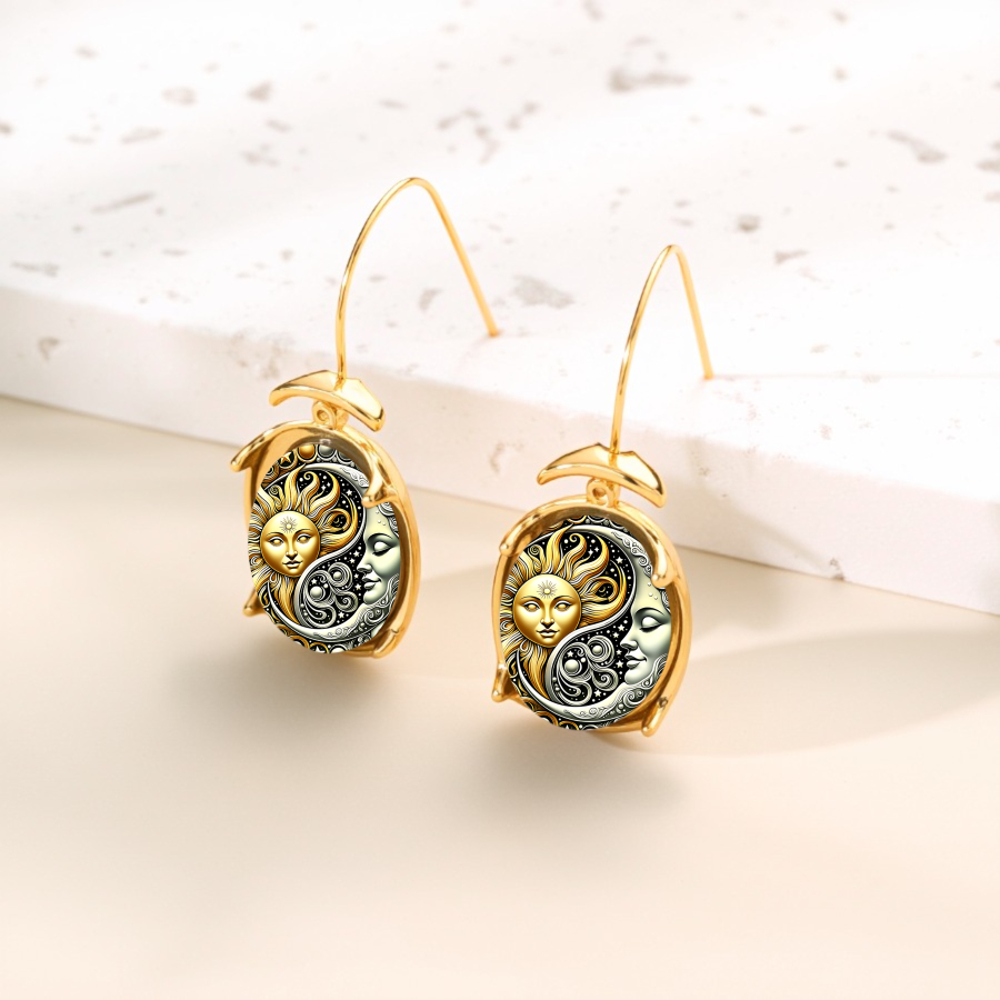 2pcs Yin Yang Earrings Suitable For Daily Wear & Gifts - Sun Moon Celestial Jewelry, Yin Yang Balance Symbol, For Christmas Valentine' Easter Gifts, Elegant Accessories (no Plating)