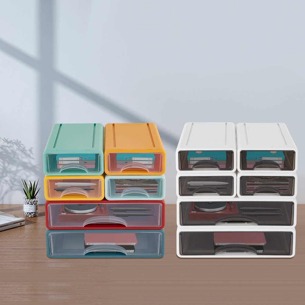 Image of Desktop Storage Organizer With 6 Drawers - Stackable Pp Design (transparent/semi-transparent), Contemporary Style Suitable For Different - Perfect For Home, Workplace, And As A Gift