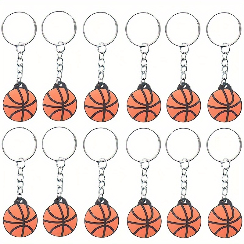 

12pcs Basketball Keychain Set, Sports Theme, Floating Round Design With Closure, Ideal For Party Favors And Basketball Fan Collections, Suit, Accessories