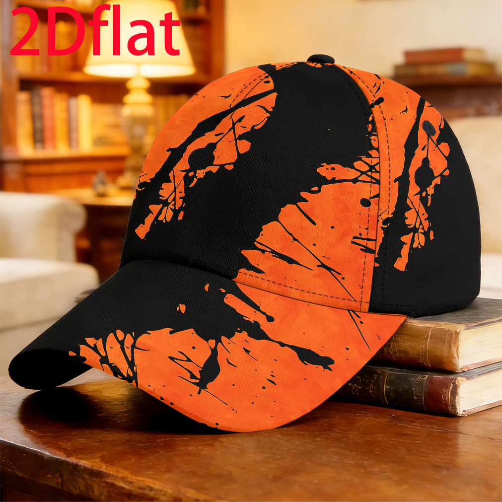 TEMU 1 pz Cappellino da baseball 2D piatto e con splatter, motivo astratto, cappellino sportivo , cappellino da campeggio , jogging, , regalo per