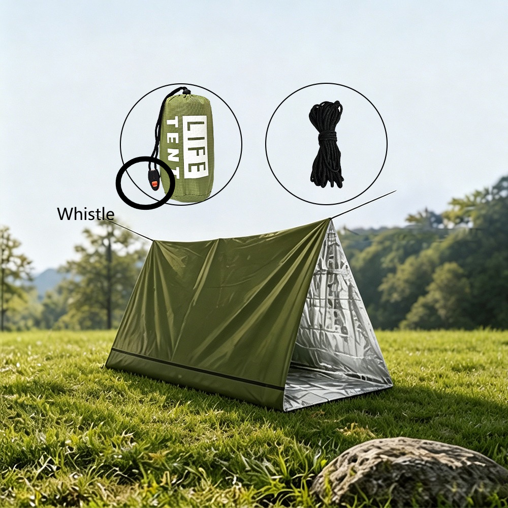 TEMU Juego de 3 piezas (Tienda de campaña y bolsa con cordón y silbato) Tienda de campaña instantánea y fácil, refugio de camping para 2 , tienda de