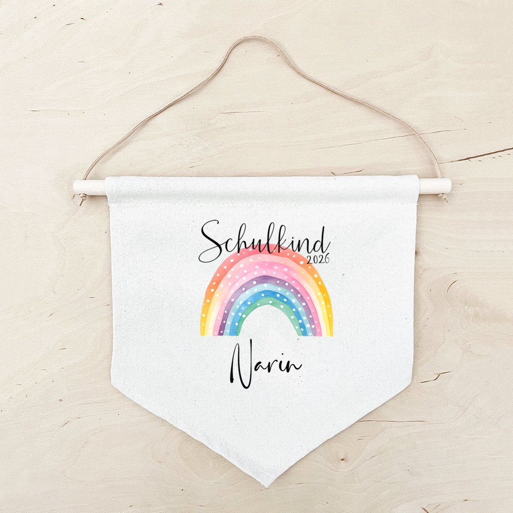 1pc Schulkind 2026 Personalized German School Opening Decoration, Rainbow Design Hanging Flag Pennant Ornament With Custom Name, Holiday Party Decorative, Back-to-school Creative Gift