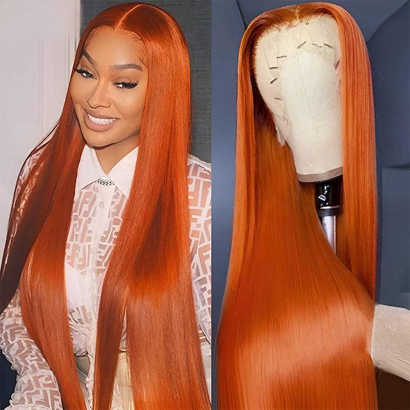 TEMU 28" Straight Human Hair Lace Front Wig - 13x4 Hd Transparent, Pre- Natural Hairline With Baby Hair, 180% Density, Long Seamless Blend For Women