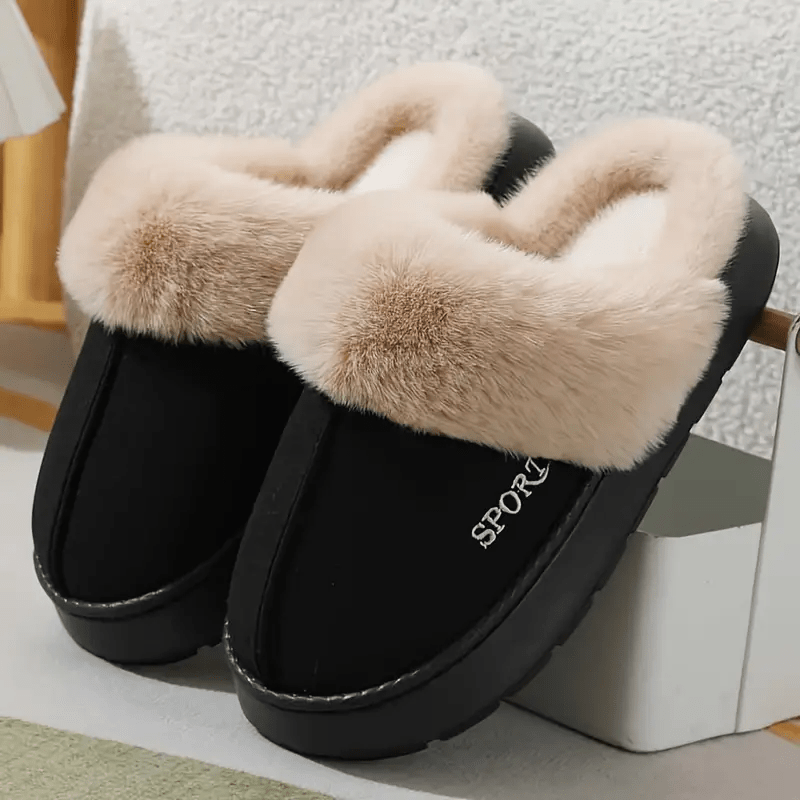 TEMU Chaussures Mule Femme Lettre Furry Cuff Bout Fermé Chaussures de Plage Intérieur Mode Froide Options de Taille Multicolore Cadeau Pour Intérieur