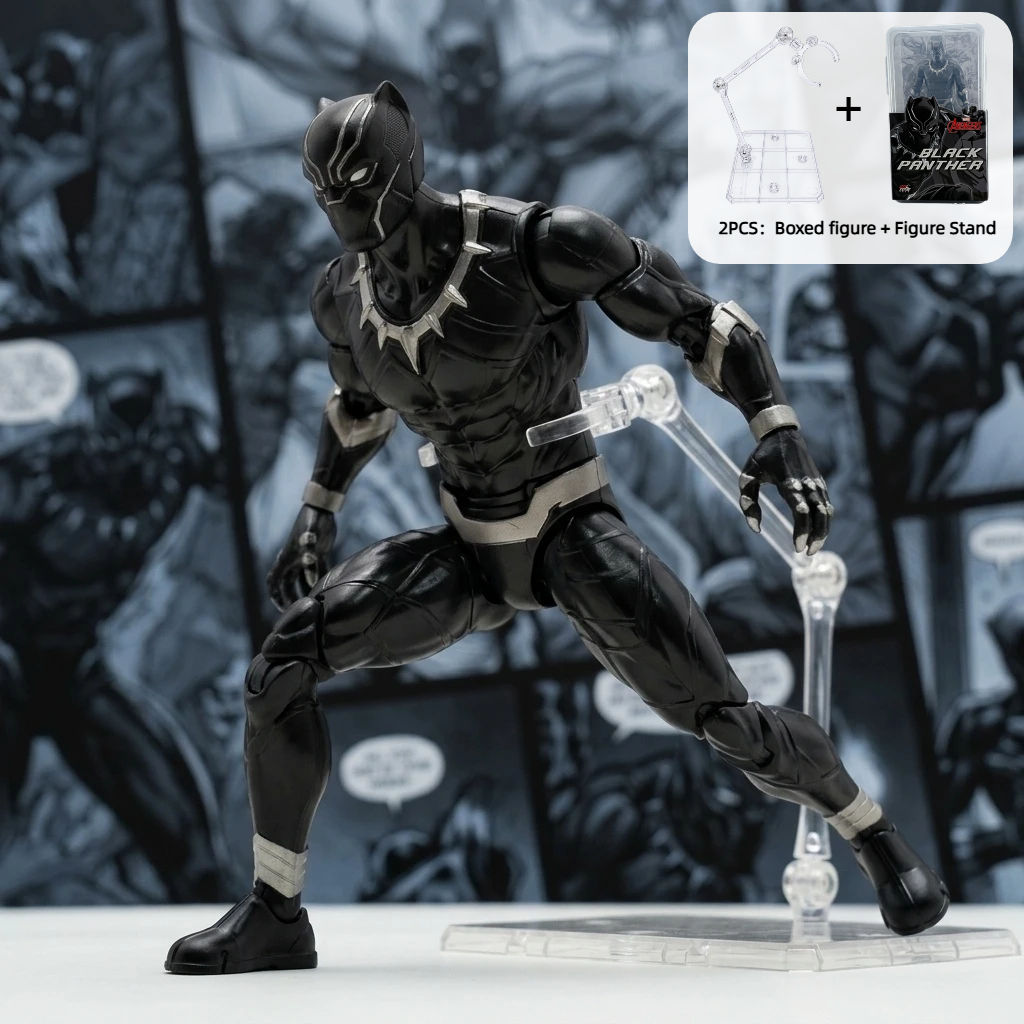 TEMU Black Panther Collectible Figure Model, 2pcs With Figure Stand, Black Panther Hero Figure Ornament In Black Suit, Multi- Collectible Display,