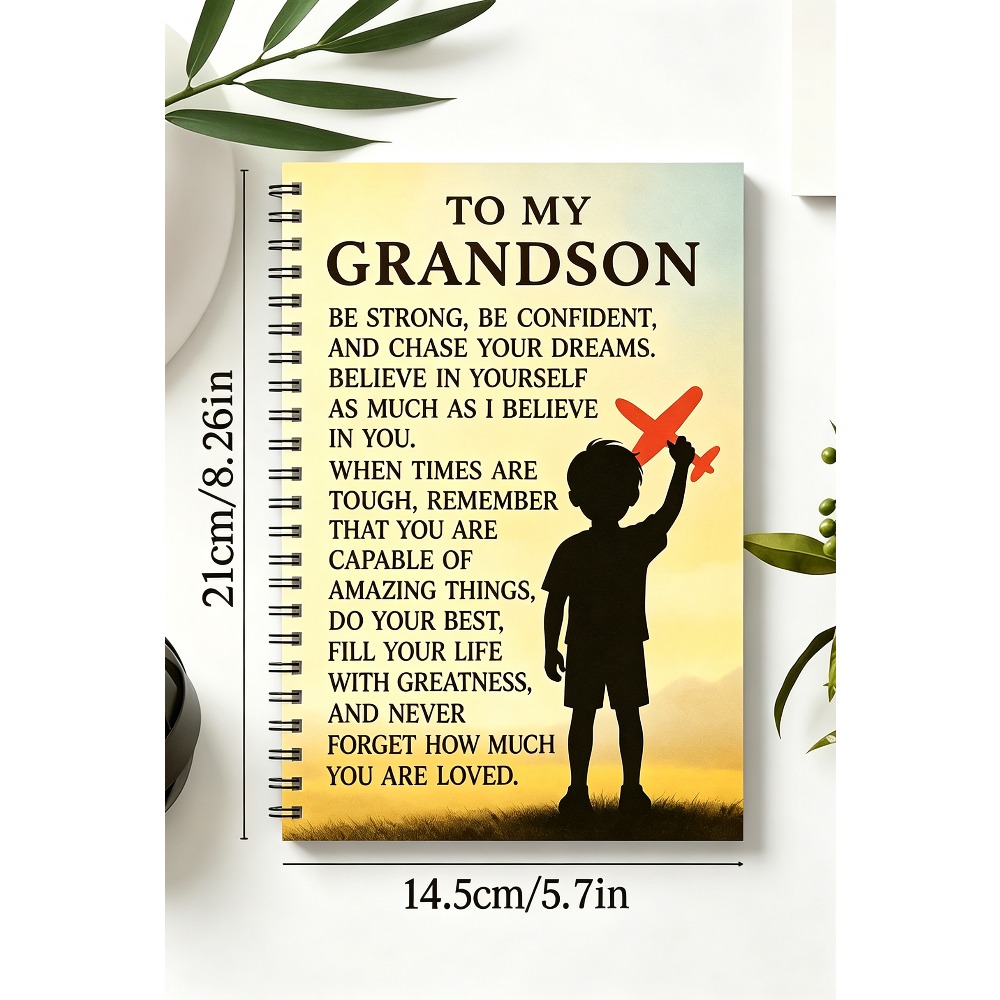 TEMU To My Grandson Notebook - Spiral Notebook, Daily Organizer With To-do Lists And Tasks, Portable Planner For Work, School, Home, And Office