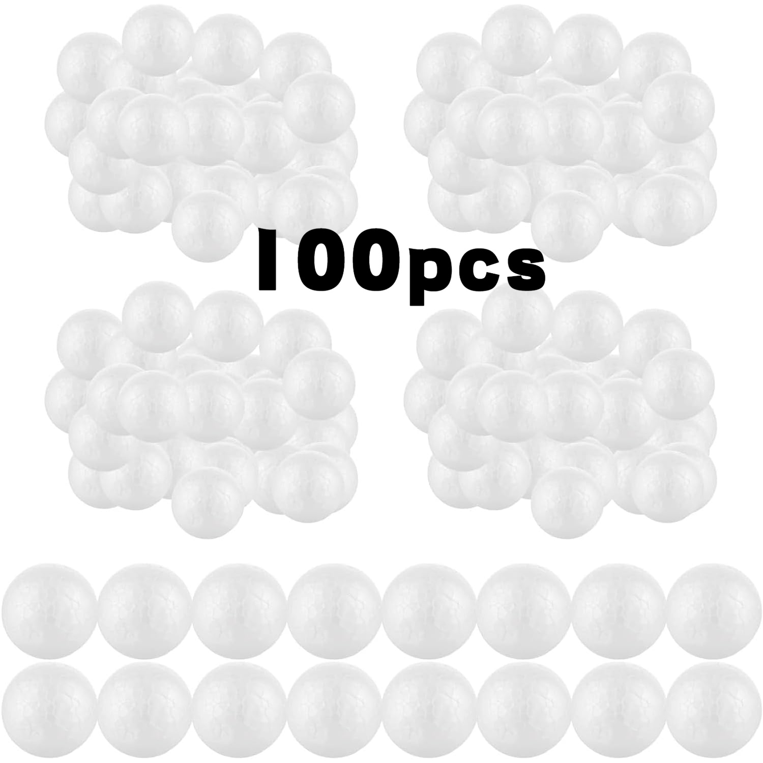 TEMU 100 Styrofoam Balls, 3cm, White Polystyrene Balls, Solid Styrofoam Balls, White Round Polystyrene Balls, Styrofoam Balls For Party Decorations,