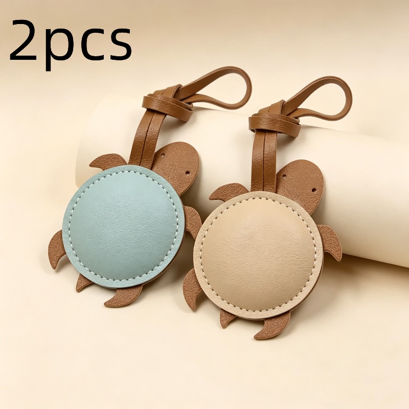 TEMU 2pcs Cartoon Cute Turtle Pu Innovative Keychain Key Ring - Turtle Shaped Bag Accessory, Suitable For Backpacks, Adorable Bag , Island Vacation