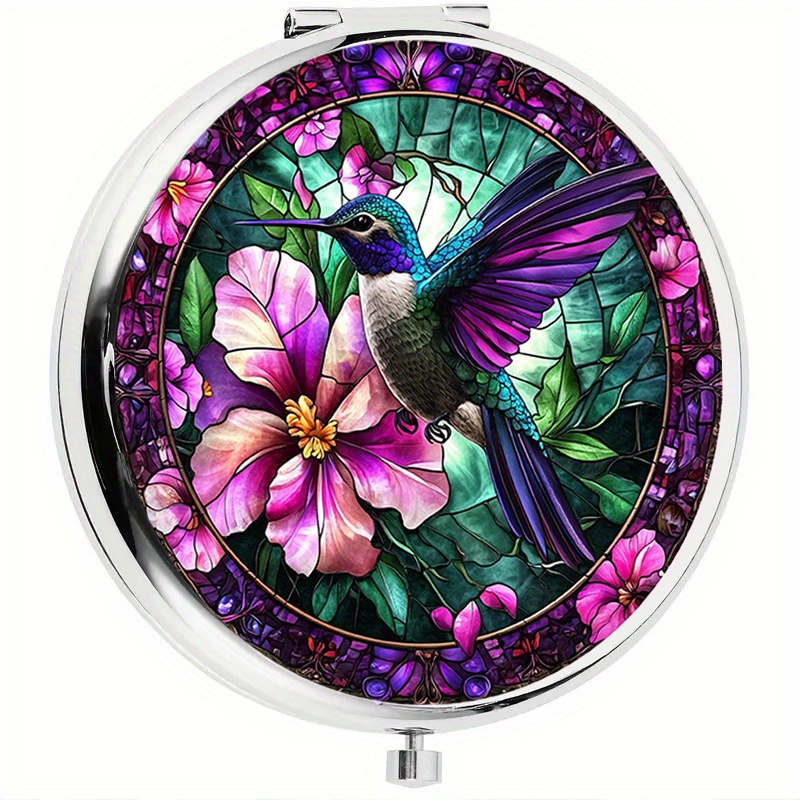 2D Flat Portable Makeup Mirror Handheld Folding Round Mirror