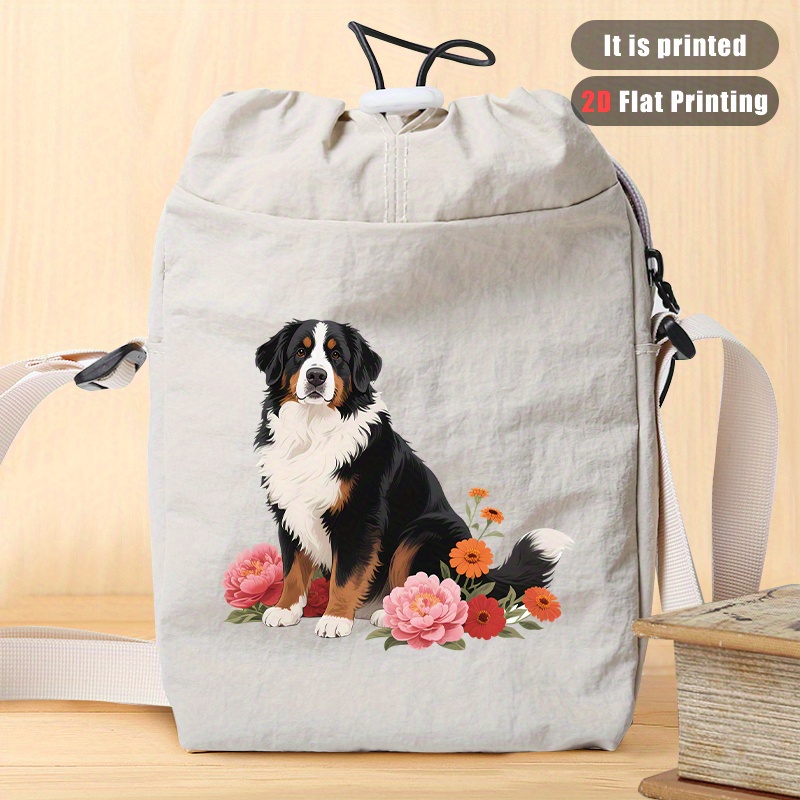 TEMU 2d Flat Printing 1pc Bernese 2d Pattern Body Bag For Women, Casual Daypack, Outdoor Travel Bag, Gym Bag, Commuter Bag, Everyday Use, Bag