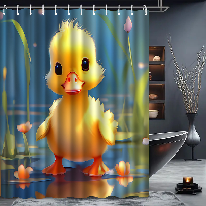 TEMU The Jit1pc Shower Curtain Features A Yellow , Combining With . Machine Washable And Perfect For Decorating Bathrooms And Windows, Making It A