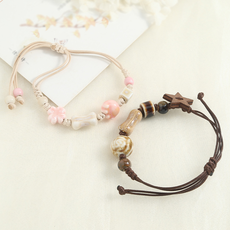 Handwoven Ceramic Couple Bracelet, Adjustable Size, Unisex Design