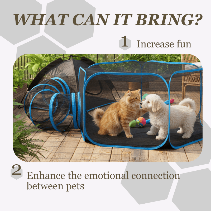 Portable Blue Pet Hideaway Play Set, 3pcs Pop Up Playing House