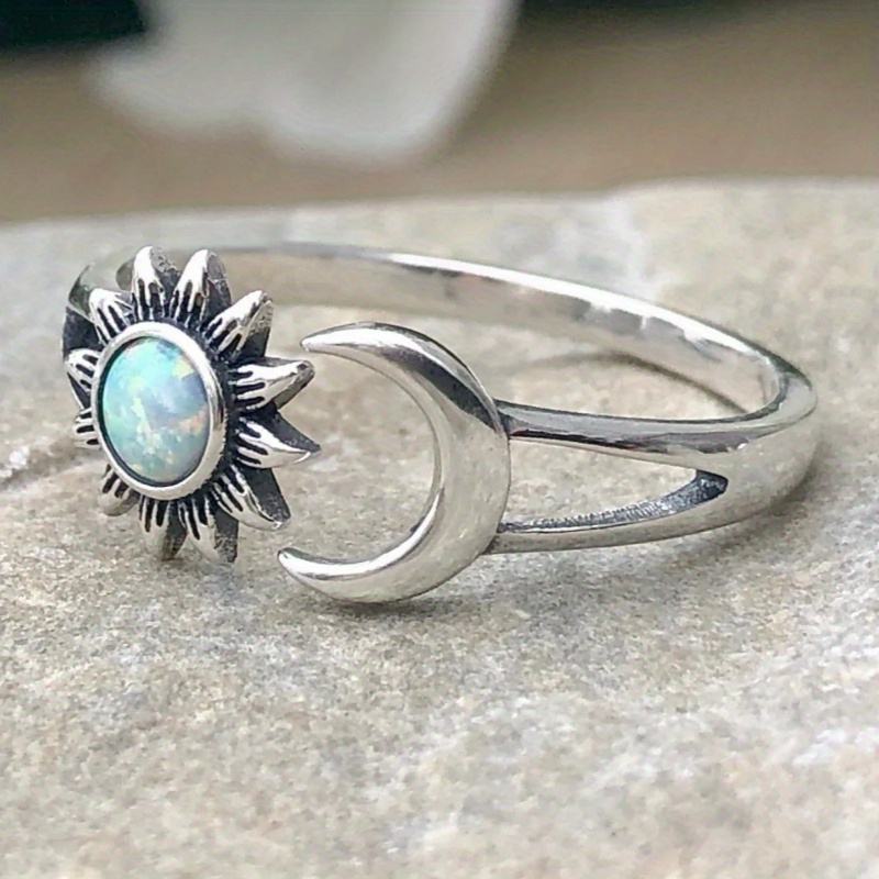 bohemia engrave moon sun open adjustable rings vintage Temu Bahrain