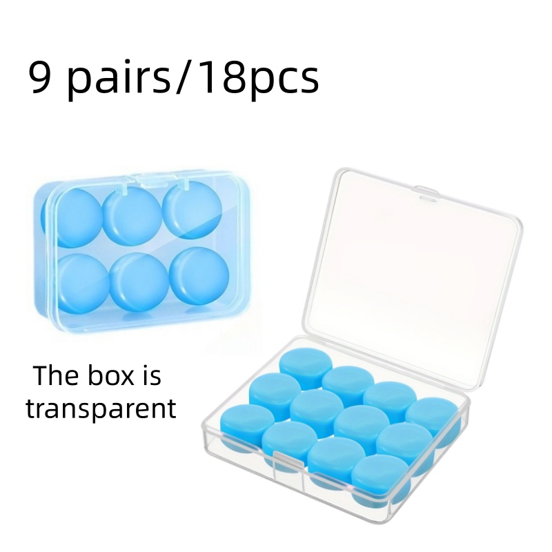 TEMU 9 Pairs/18pcs Silicone Swimming Earplugs, Made Of Silicone Material, Kneaded And Molded, Tightly Installed In The Ear Canal, Ensuring No Water