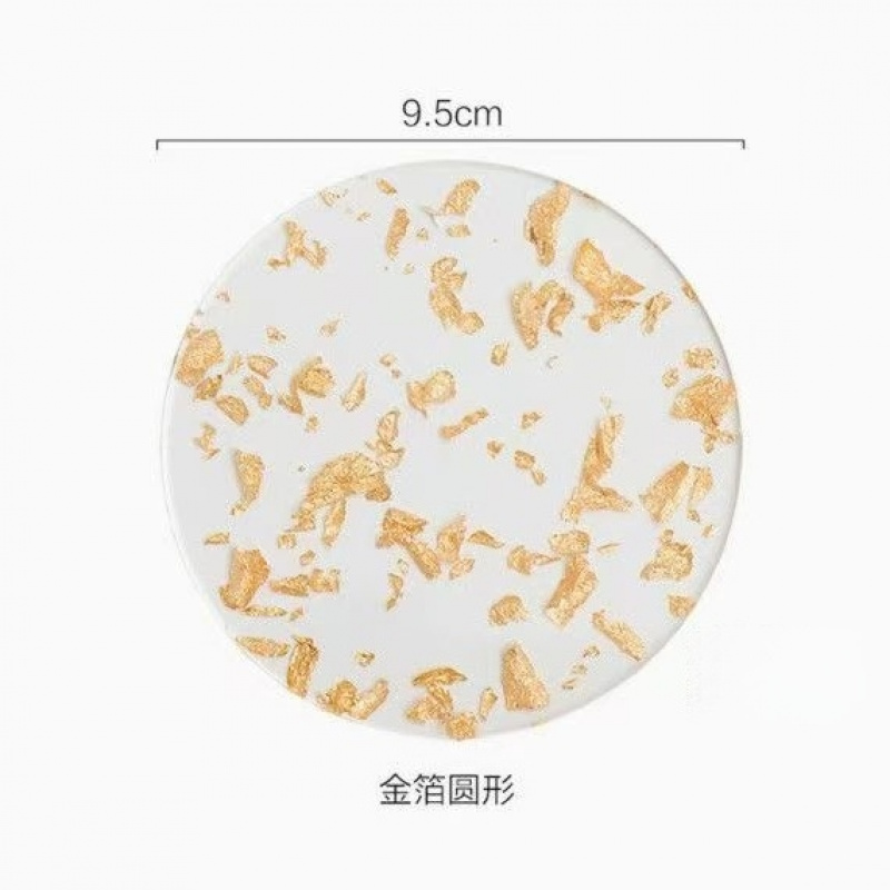 TEMU 8pcs Acrylic Coaster Set, Suitable For Tea Cups, Mugs, And Hot Drinks – Luxurious Round Tabletop Protectors With Decoration, And Office Desk