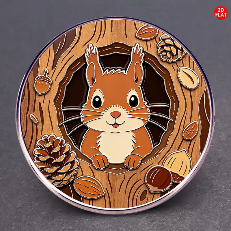 TEMU Plat 2D, 1 pièce, Broche Écureuil de Dessin 2D en Acier Inoxydable, Badge Animal Créatif, Accessoire de Sac à Dos Unisexe pour Étudiant, Épingle