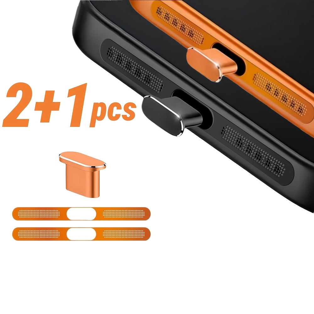TEMU Juego de 3 piezas de malla metálica antipolvo para altavoz y tapón antipolvo tipo C, compatible con iPhone 17 Pro Max/ 17 Pro/ 17, accesorio de