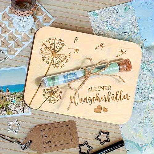 moderner wunsch-geldgeschenkkasten aus holz mit stopfen, hanfseil und quadratischer wunschkorb – für geburtstage, hochzeiten, jubiläen, weihnachten, ostern, thanksgiving & abschlussfeiern