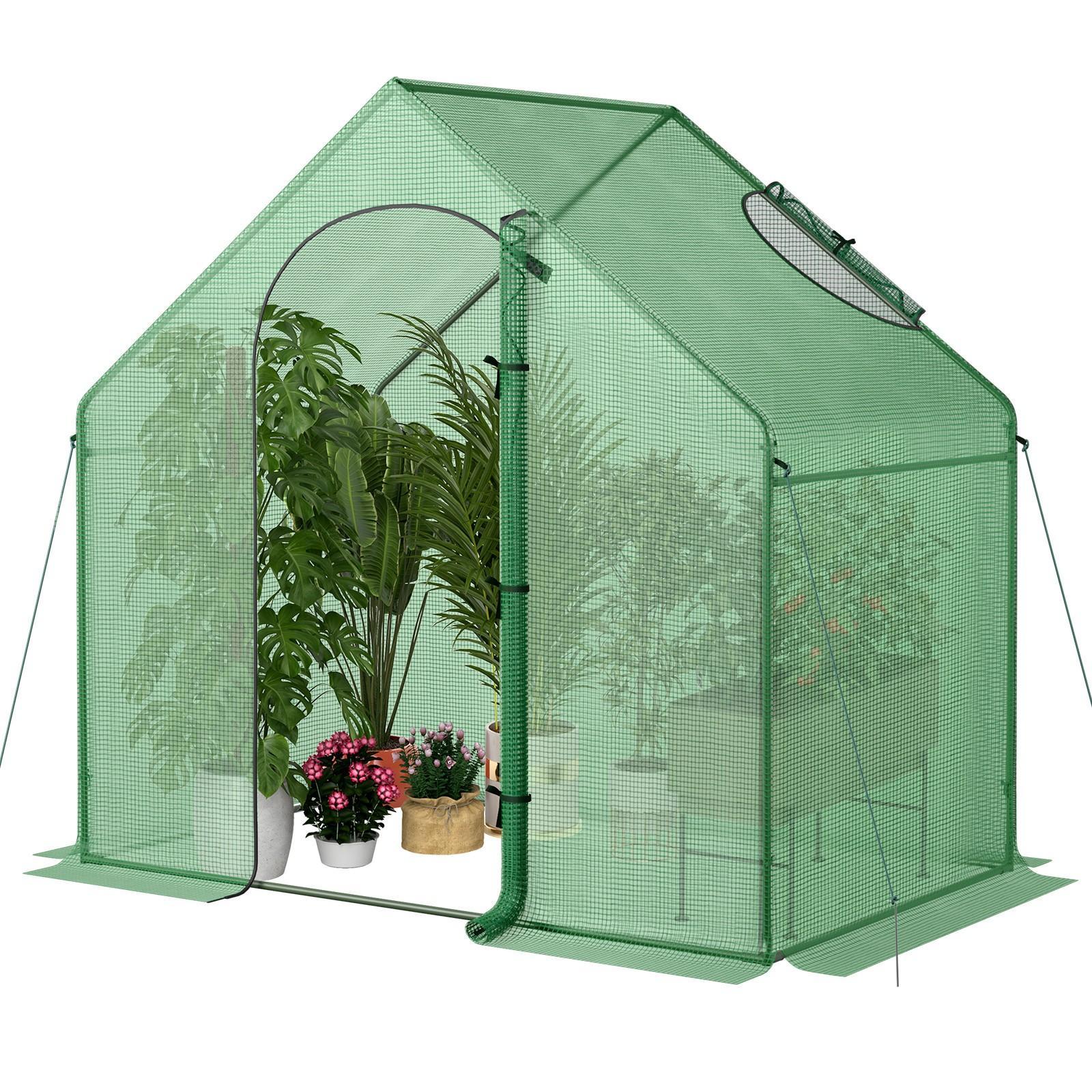 

Costway 6 X 3 X 5.5 Ft -in Greenhouse, Portable Outdoor For Winter W/ Pe Cover, Rustproof Pe-coated Metal Frame, Roll-up Zippered Door, Window, Garden Yard Tent