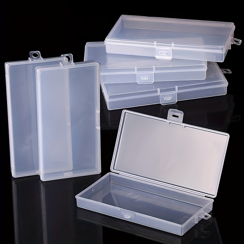 6pcs Syzopq -top Plastic Storage Boxes With Lids - Transparent Rectangular Organizer Containers Suitable For Beads, Craft Supplies, Small Parts, Making & Diy Organization