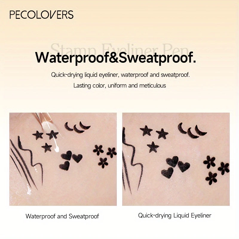 waterproof long lasting liquid eyeliner pencil smudge proof with moon stamp for precise winged liner everyday party makeup ideal for sensitive eyes sensitive eye makeup safe makeup creative application tools smooth application tool details 3