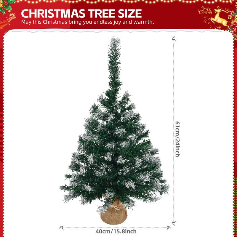 Image of 24in Full Realistic Pvc Artificial Christmas Tree With 70 Branches, White Branches & / Base - For Stability, Assembly Tree For Holiday Decorations