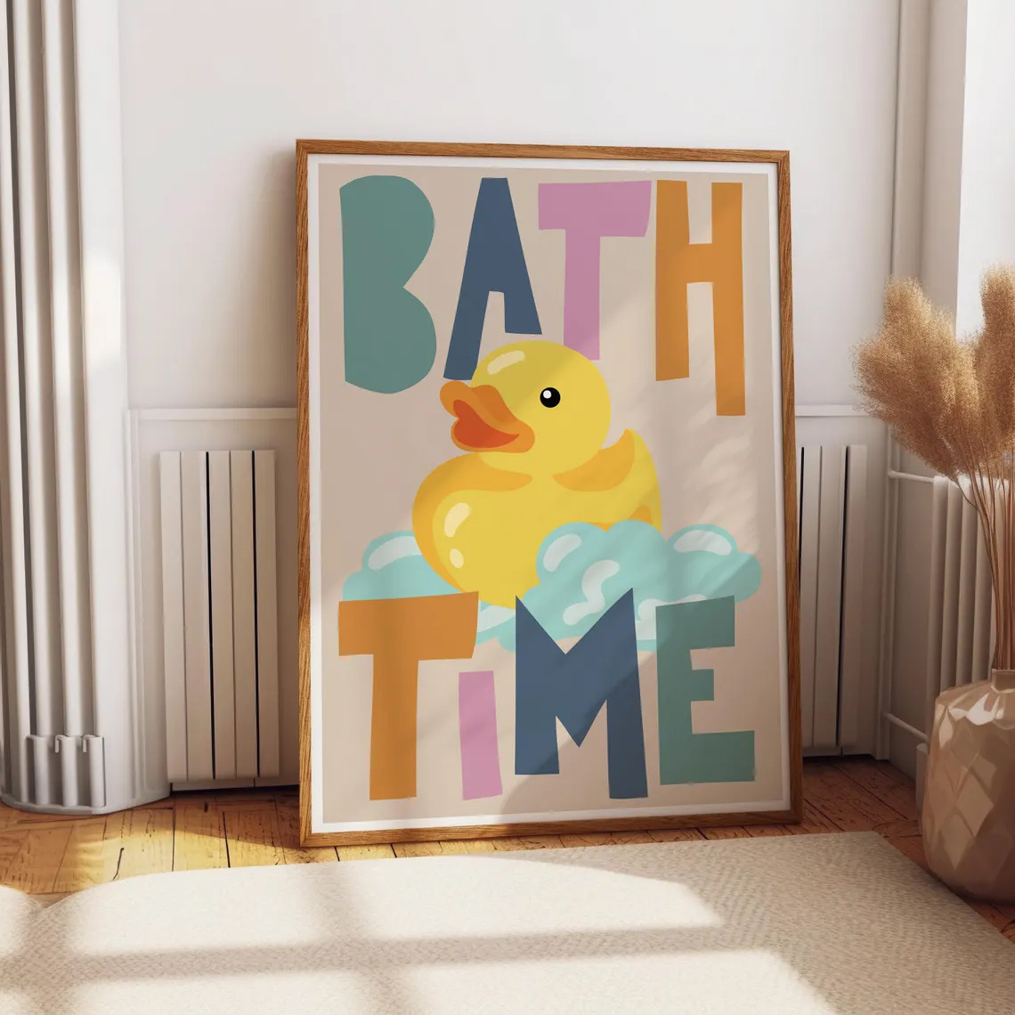 TEMU 2d Flat, 2d Flat, 1pc Wall Decor, A Retro Poster Featuring A Duck At , Vibrant And Canvas Artwork, Suitable For Bathroom Decor, Toilet