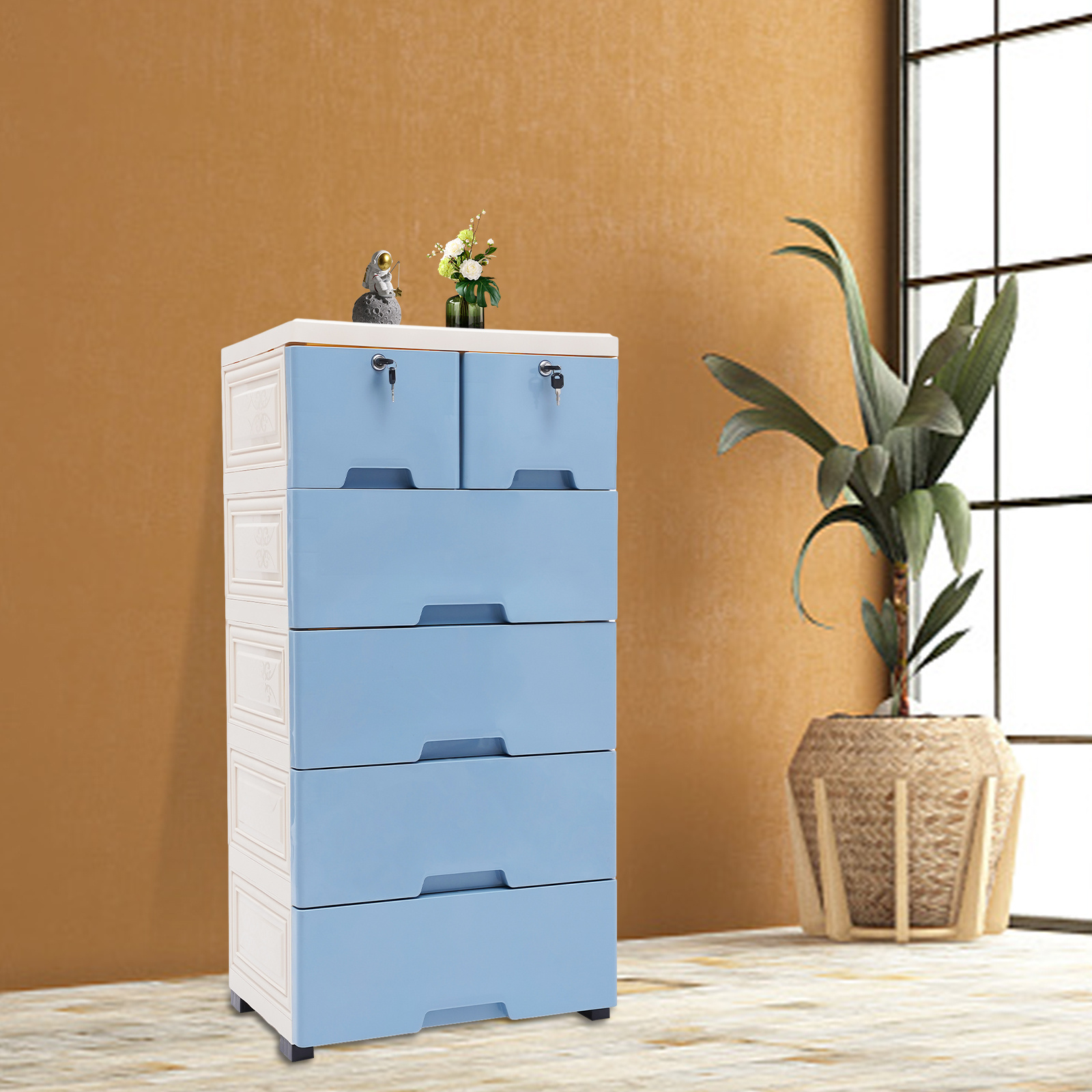 blue plastic dresser sold on Temu United States Steel Blue A-line Mother 38.5 Let you say goodbye Color:Poison Ivy