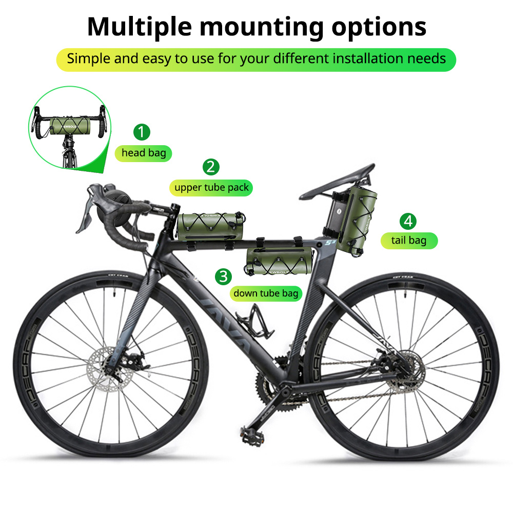 NEWBOLER Waterproof PVC Bicycle Handle Handbag - Multi Functional Black/Green Outdoor Backpack/Shoulder Bag, Suitable for Cycling, Hiking, And Travel, Multi Functional Travel Bag | Safe Zipper Bag | Mountain Bike Additions