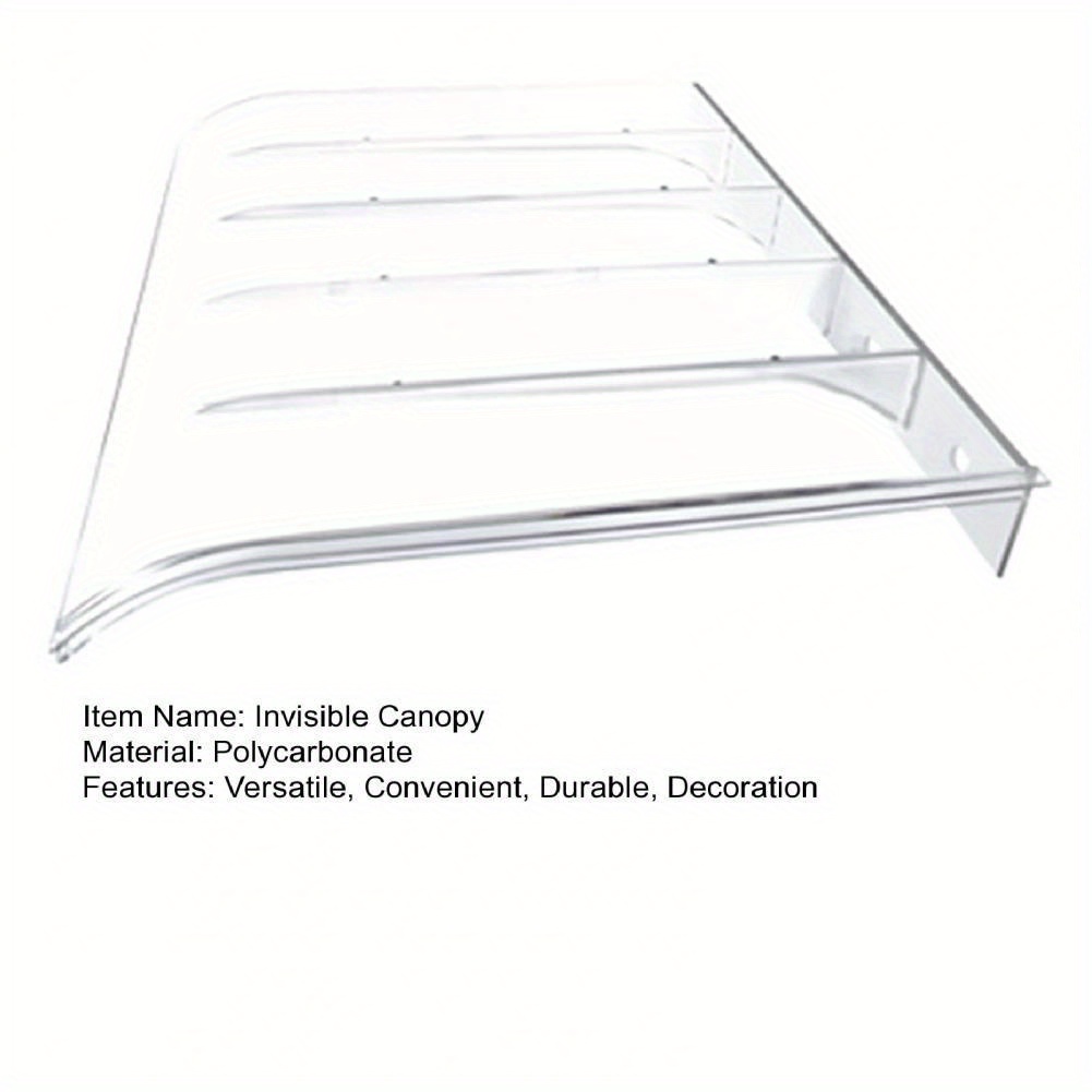 1x Durable Transparent Plastic Front Door Canopy- Transparent, Waterproof Roof Window Sunshade Cover, Outdoor Balcony and Entrance Invisible Snow and Rain Protection, Easy to Install