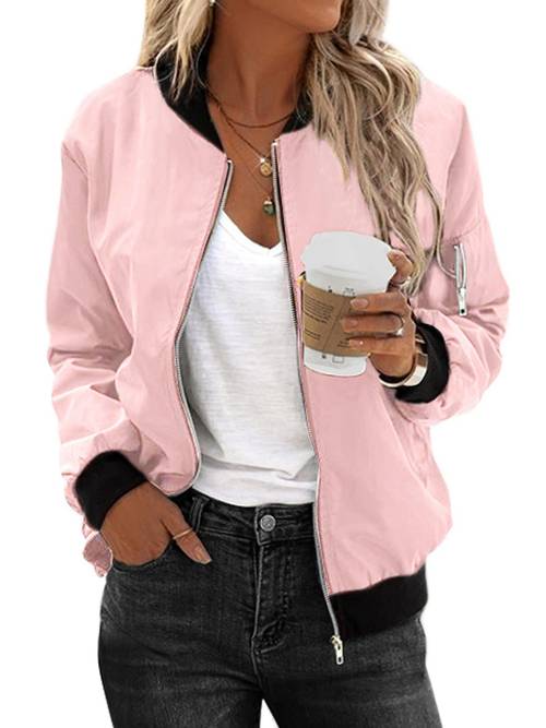 womens jacket casual coat zip up outerwear windbreaker with pockets s xxl