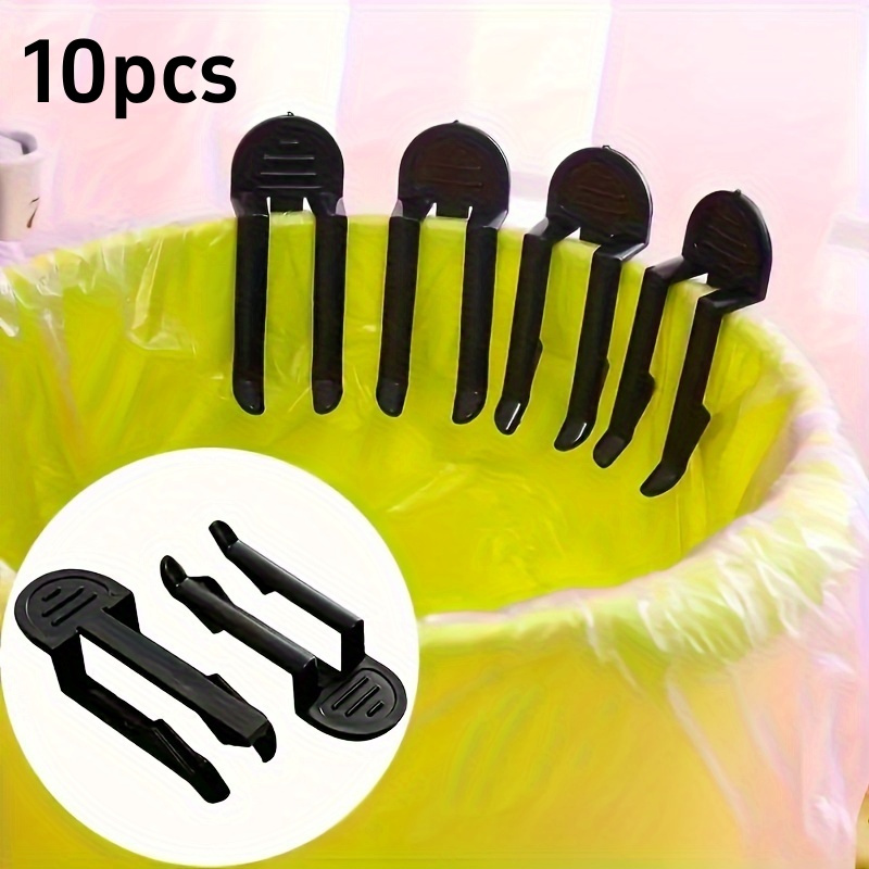 10pcs Durable Plastic Garbage Bag Clip- Trash Can Holder For Home Organizing